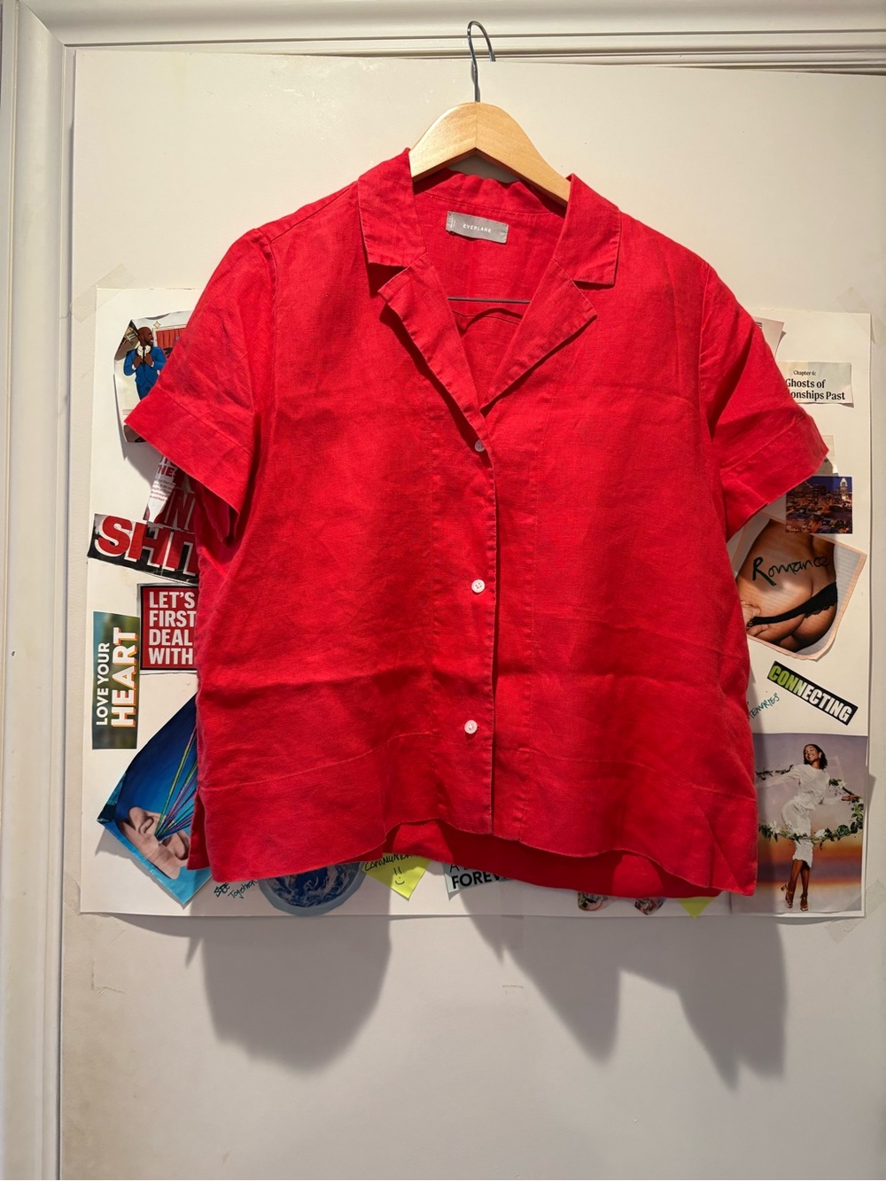 Everlane Bright Red Short-Sleeve Button-Down Shirt - Picture 6 of 13